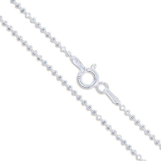 Sterling Silver Polished 1.15mm Diamond Cut Beaded Chain Necklace Length 24 Inch Sterling Silver Polished 1.15mm Diamond Cut Beaded Chain Necklace Length 24 Inch